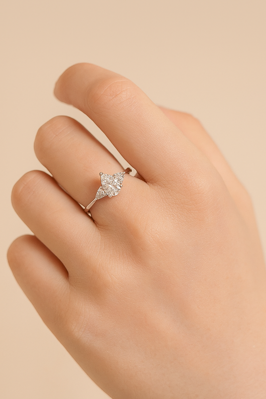 Pear lab grown diamond ring