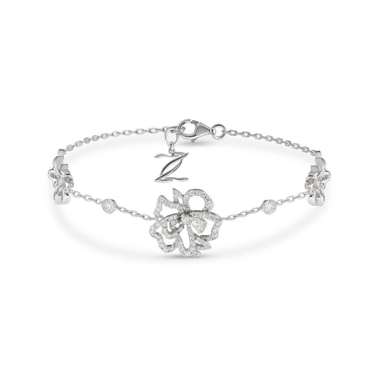 Peonies white gold bracelet